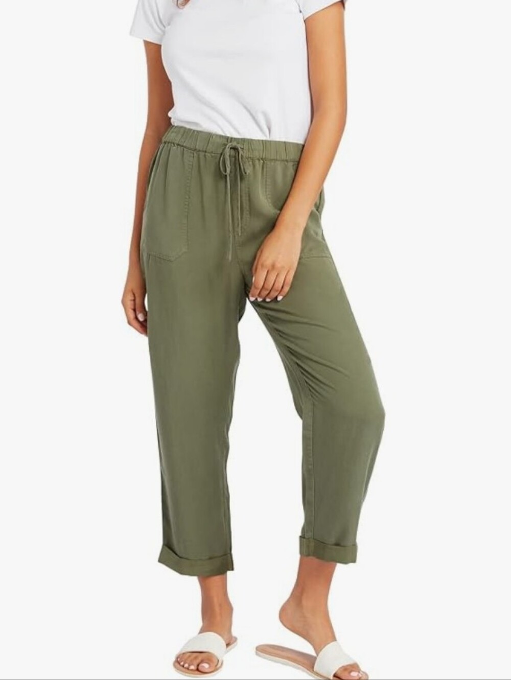 Volcom Women's 'Sunday Strut' Elastic Waist Trousers, Size S (4-6), EUC, Green